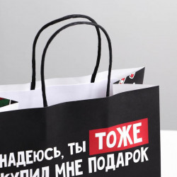 Пакет подарочный «Надеюсь, ты тоже купил мне подарок», 22 × 22 × 11 см